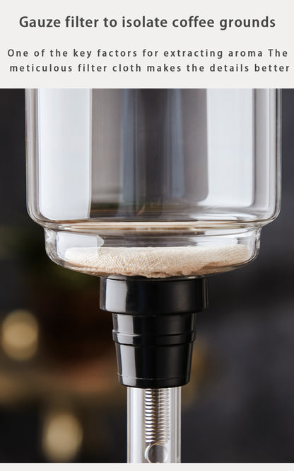 Bincoo Electric Siphon Coffee Maker, Borosilicate Glass Vacuum Syphon Coffee Pot with Solid Wood Handle & Adjustable Heating Base, Professional Hand Brew Coffee Brewer for Home & Cafe Barista
