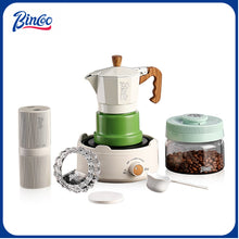 BINCOO Three-Valve Moka Pot with Electric Stove Home Coffee Maker Manual Espresso Small Coffee Machine Suitable for Home Office and Outdoor Use 2Cups