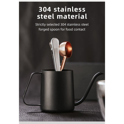 BINCOO Stainless Steel Coffee Bean Long Handle Measuring Spoon Sealing Clip Special Spoon Coffee Appliance Accessories