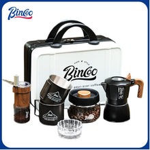 BINCOO Dual Valve Moka Pot Set Brewing Coffee Pot Home Small Espresso Extraction Coffee Maker Outdoor Camping Set 2Cups