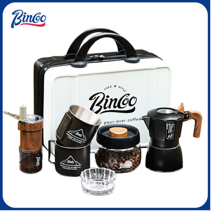 BINCOO Dual Valve Moka Pot Set Brewing Coffee Pot Home Small Espresso Extraction Coffee Maker Outdoor Camping Set 2Cups