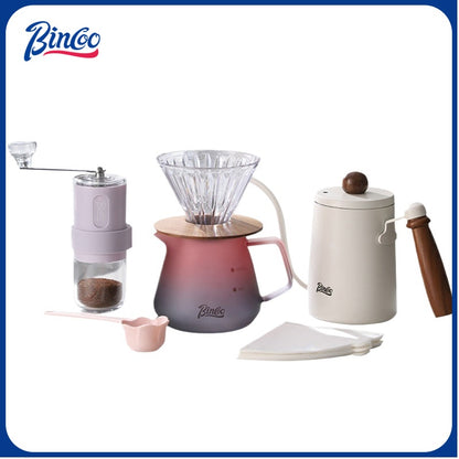 BINCOO Hand Brew Coffee Pot Set Hand Grinder Coffee Maker Complete Set Filter Cup Sharing Pot Coffee Utensils
