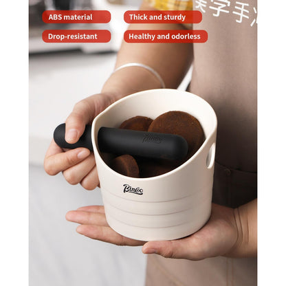 Bincoo Small Coffee Knock Box 4.5 Inch - Espresso Accessories for Coffee Grounds Container - Multifunctional, Suitable for Home & Bar.(White)