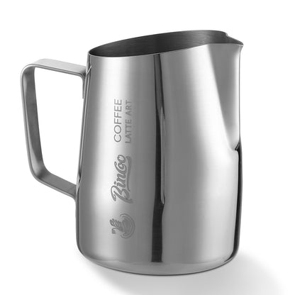 Milk Frothing Pitcher with Sharp Spout & Angled Rim – Precision latte art pitcher for Fine Lines & Intricate Patterns – 18/8 Stainless Steel Milk Steamer Cup for Cappucci