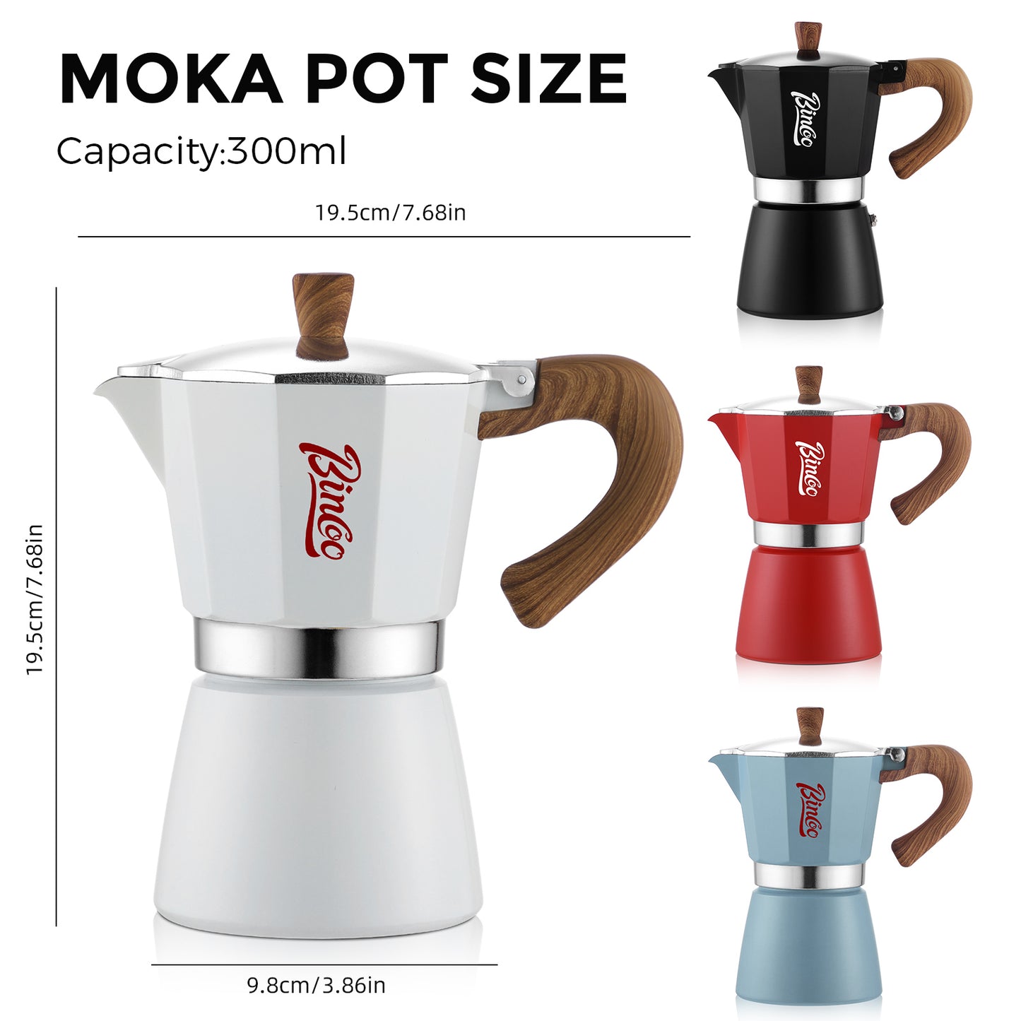 Bincoo Coffee Moka Pot, Single Valve Espresso Maker Brewed Coffee Italian Home Outdoor Kitchen Utensils Barista Accessories
