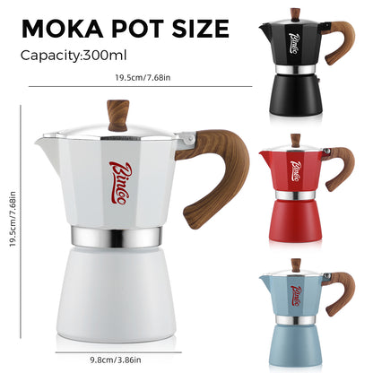 Bincoo Coffee Moka Pot, Single Valve Espresso Maker Brewed Coffee Italian Home Outdoor Kitchen Utensils Barista Accessories