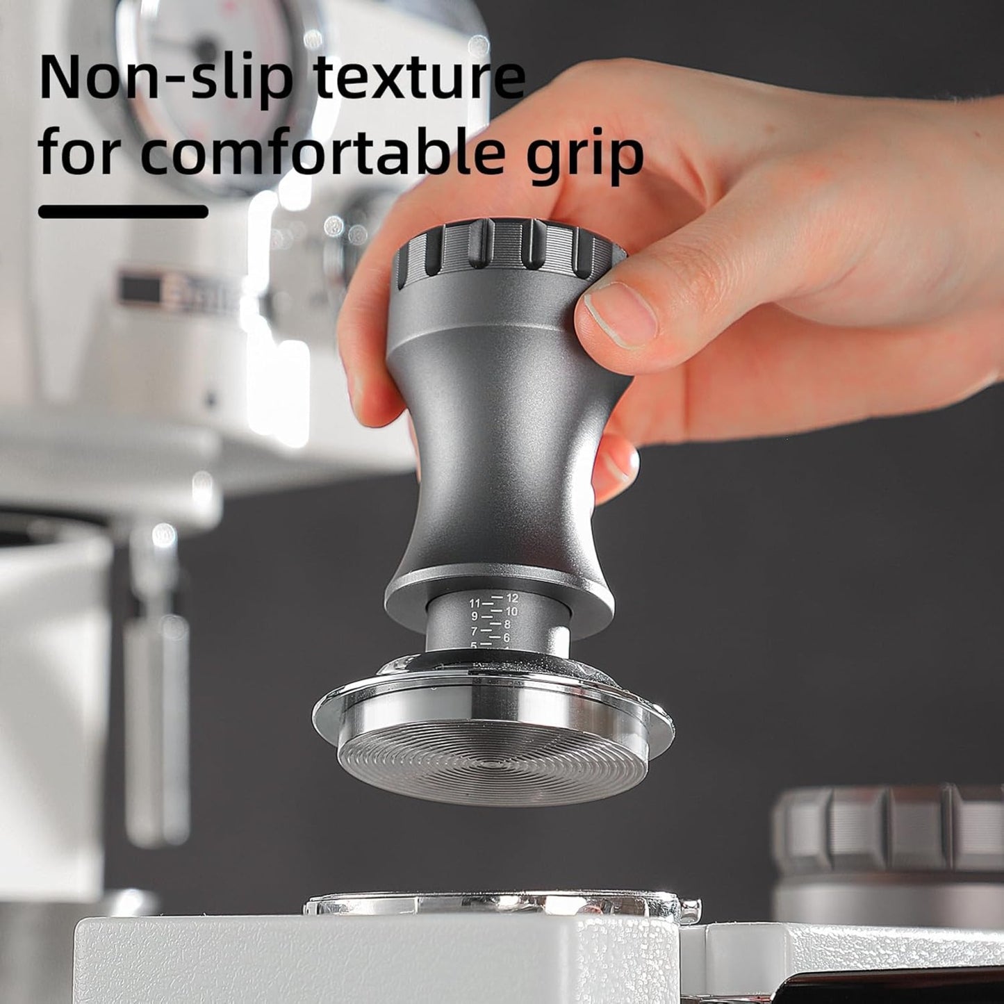 Bincoo GYKF0820 Espresso Tamper 58mm-Consistent Pressure Coffee Tamper for Barista Home,Adjustable Depth,Stainless Steel Base Tamper Espresso Tool Fits 58mm Portafilters(Grey 58mm)