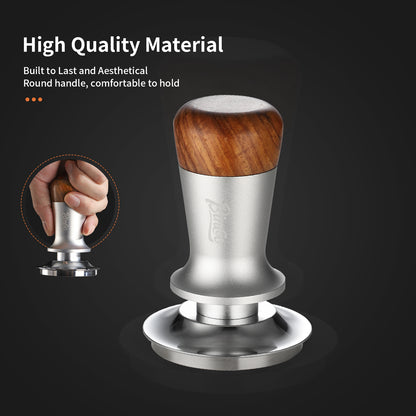 Espresso Tamper 51mm - Level Coffee Tamper for Espresso Machine Accessories,Stainless Steel Ripple Base,Spring Loaded