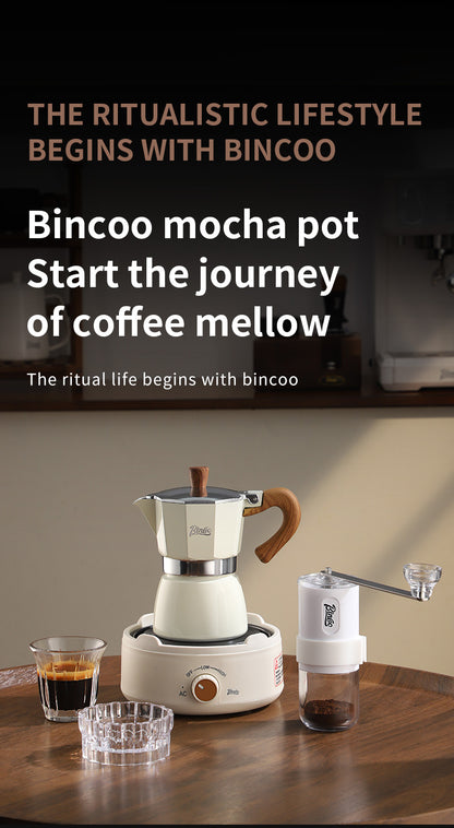 Bincoo Double Valve Moka Pot - High Pressure Stovetop Espresso Maker with Rich Crema, Italian Style Coffee Pot with Wood Handle, Food-Grade Aluminum for Home Brewing