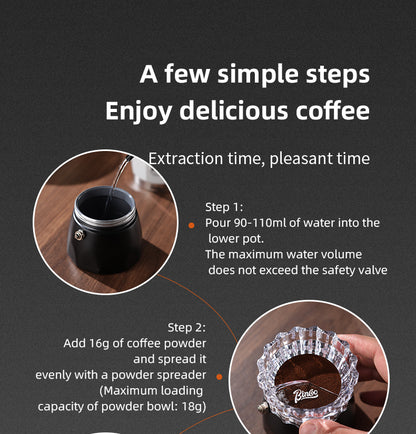 Bincoo Double Valve Moka Pot - High Pressure Stovetop Espresso Maker with Rich Crema, Transparent Lid, Food-Grade Aluminum, Italian Style Coffee Pot for Home Brewing