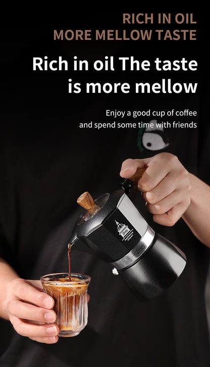 Bincoo Double Valve Moka Pot - High Pressure Stovetop Espresso Maker with Rich Crema, Food-Grade Aluminum, Italian Style Coffee Pot with Transparent Lid for Home Brewing