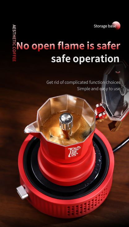 Bincoo 500W Mini Adjustable Electric Coffee Stove, Aluminum Heating Plate Coffee Hot Plate with Knob Temperature Control, Portable Small Electric Heater for Moka Pot, Syphon Siphon & Hand Drip Coffee Brewing