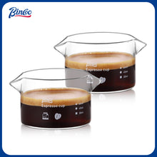 Bincoo CA81360 Espresso Shot Glass 2 Pack - 3oz Barista Espresso Cups with Double Spout, 90ML Clear Espresso Shots Cup Set of 2