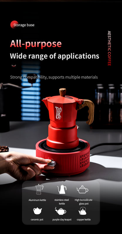 Bincoo 500W Mini Adjustable Electric Coffee Stove, Aluminum Heating Plate Coffee Hot Plate with Knob Temperature Control, Portable Small Electric Heater for Moka Pot, Syphon Siphon & Hand Drip Coffee Brewing