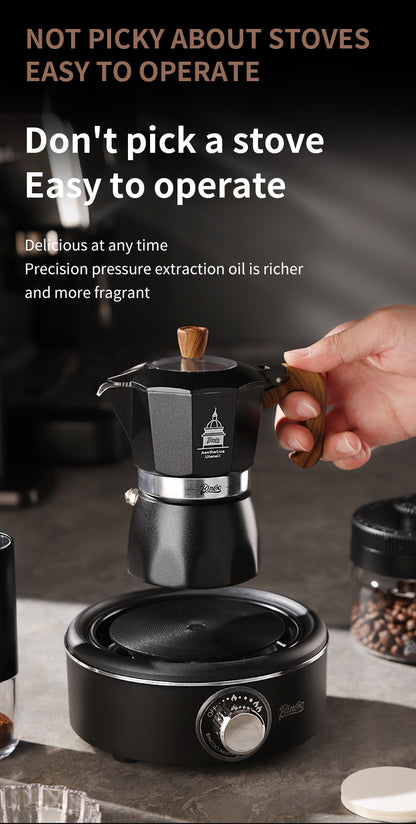 Bincoo Double Valve Moka Pot - High Pressure Stovetop Espresso Maker with Rich Crema, Food-Grade Aluminum, Italian Style Coffee Pot with Transparent Lid for Home Brewing
