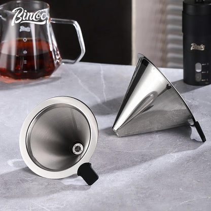 Bincoo Pour Over Coffee Filter Thickened Stainless Steel 300/800 mesh Filter Funnel