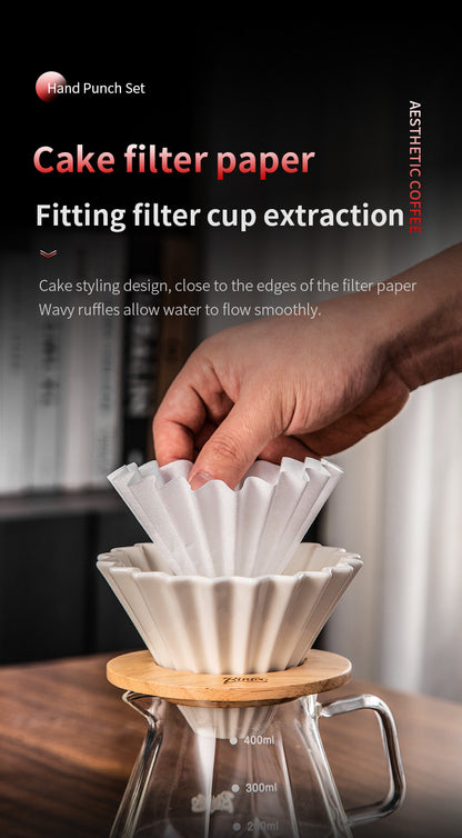 Bincoo Ceramic Pour Over Coffee Maker Set 400ml Glass Carafe with 50pcs Filter Papers