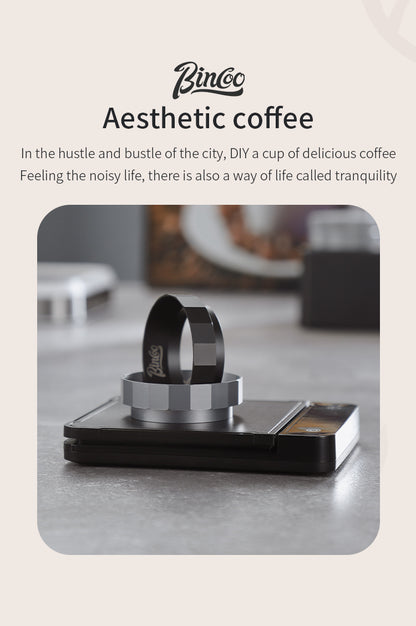Bincoo Polygonal Magnetic Coffee Dosing Ring - Anti-Splashing Espresso Powder Funnel, Universal Fit for 51/58mm Portafilters, Aluminum Alloy Construction