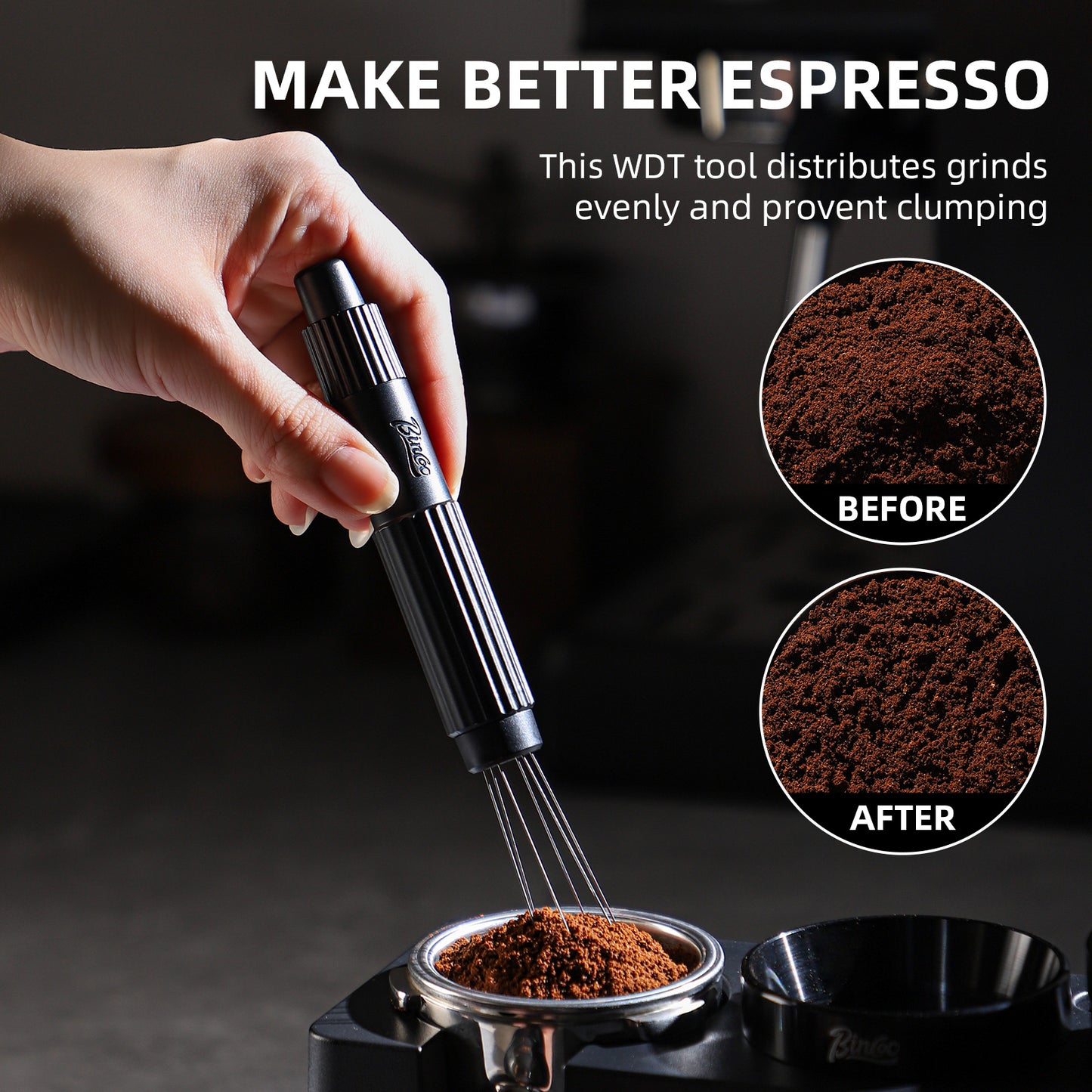 Bincoo Professional Coffee WDT Tool, Magnetic Telescopic Stirrer, Espresso Distribution Needle for Home & Cafe