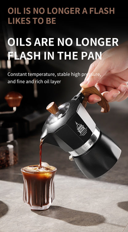 Bincoo Double Valve Moka Pot - High Pressure Stovetop Espresso Maker with Rich Crema, Food-Grade Aluminum, Italian Style Coffee Pot with Transparent Lid for Home Brewing