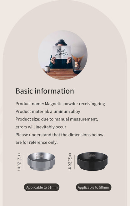 Bincoo Polygonal Magnetic Coffee Dosing Ring - Anti-Splashing Espresso Powder Funnel, Universal Fit for 51/58mm Portafilters, Aluminum Alloy Construction