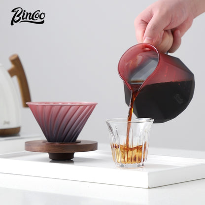 Bincoo Pour Over Coffee Maker Hand Brewing Coffee Pot Set Blackberry Filter Cup Sharing Pot Glass Pot Set 600ML