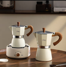 Bincoo Double Valve Moka Pot - High Pressure Stovetop Espresso Maker with Rich Crema, Italian Style Coffee Pot with Wood Handle, Food-Grade Aluminum for Home Brewing