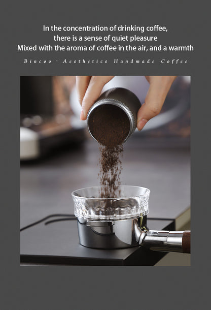 Bincoo Clear Magnetic Coffee Dosing Ring - Anti-Splashing Espresso Powder Funnel, Dual-Use Cloth Powder Ring, Universal Fit for 51/58mm Portafilters, AS Material