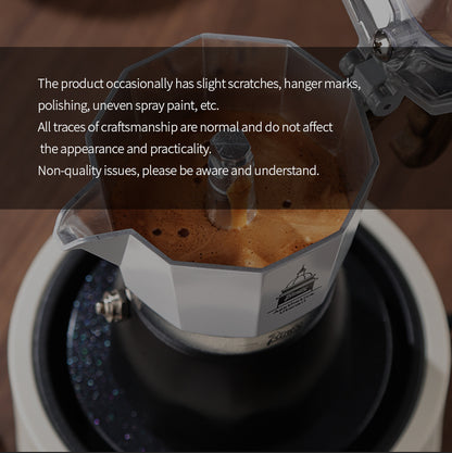 Bincoo Double Valve Moka Pot - High Pressure Stovetop Espresso Maker with Rich Crema, Transparent Lid, Food-Grade Aluminum, Italian Style Coffee Pot for Home Brewing