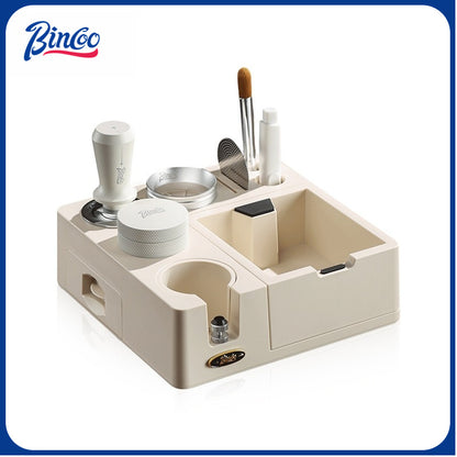 BINCOO Coffee Tamping Station Set Coffee Tool Storage Accessory  Integrated Detachable Knock Box  Distributor & Tamper Combo Kit 51MM/58MM