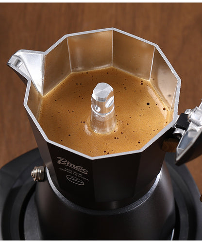 Bincoo Double Valve Moka Pot - Stovetop Espresso Maker with Rich Crema, Italian Style Coffee Pot with Imitation Wood Handle, Food-Grade Aluminum for Home Brewing
