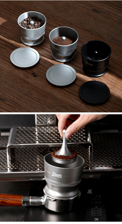 Bincoo Coffee Dosing Cup - Stainless Steel Espresso Grinder Funnel, Anti-Static Coffee Powder Receiver for Portafilter, Compatible with Home Brewing
