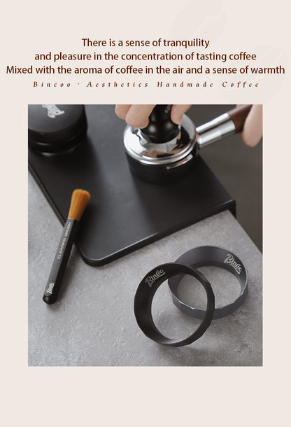 Bincoo Polygonal Magnetic Coffee Dosing Ring - Anti-Splashing Espresso Powder Funnel, Universal Fit for 51/58mm Portafilters, Aluminum Alloy Construction