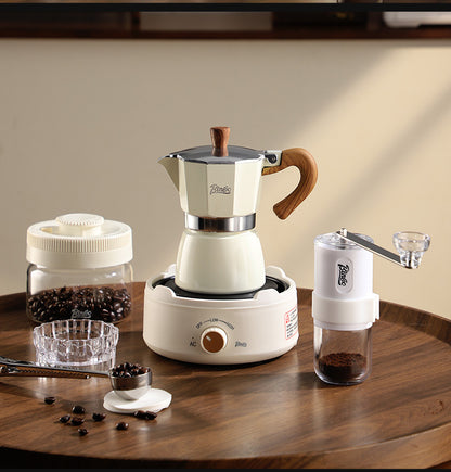 Bincoo Double Valve Moka Pot - High Pressure Stovetop Espresso Maker with Rich Crema, Italian Style Coffee Pot with Wood Handle, Food-Grade Aluminum for Home Brewing