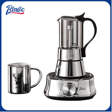 BINCOO Double Valve Moka Pot Glass Coffee Pot Small Household Stainless Steel Coffee Maker Espresso Coffee Utensils 2Cups