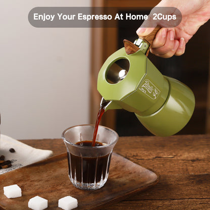 Bincoo Premium Moka Pot Set 6 Color Options Dual Valve System Compact Italian Coffee Maker for Stovetop Brewing