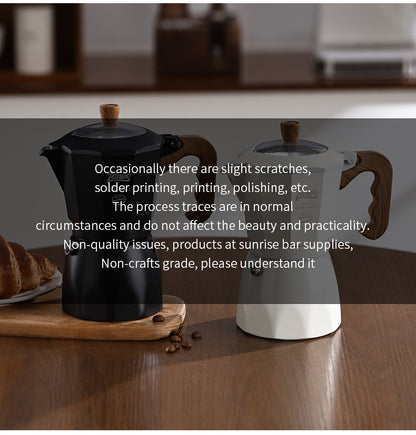Bincoo Double Valve Moka Pot - Stovetop Espresso Maker with Rich Crema, Italian Style Coffee Pot with Imitation Wood Handle, Food-Grade Aluminum for Home Brewing