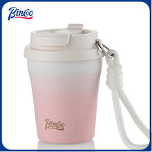 BINCOO Inner Coated Ceramic Thermal Mug Coffee Cup Portable Stainless Steel Straw Mug 280ML