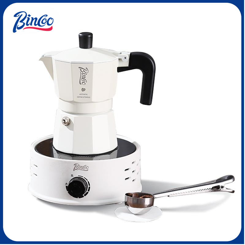 BINCOO Espresso Double Valve Moka Pot Coffee Extraction Pot Home and Outdoor Small Coffee Making Set 2Cups
