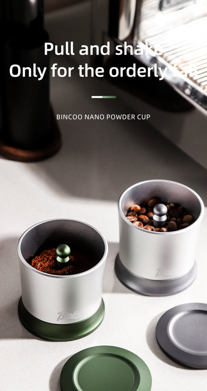 Bincoo Nano Coffee Dosing Cup - 58mm Magnetic Espresso Powder Receiver with Stirring Rod, Anti-Static Aluminum Alloy Grinder Funnel for Portafilter, 3 Colors Available