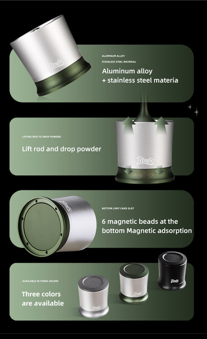 Bincoo Nano Coffee Dosing Cup - 58mm Magnetic Espresso Powder Receiver with Stirring Rod, Anti-Static Aluminum Alloy Grinder Funnel for Portafilter, 3 Colors Available