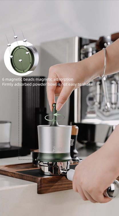 Bincoo Nano Coffee Dosing Cup - 58mm Magnetic Espresso Powder Receiver with Stirring Rod, Anti-Static Aluminum Alloy Grinder Funnel for Portafilter, 3 Colors Available