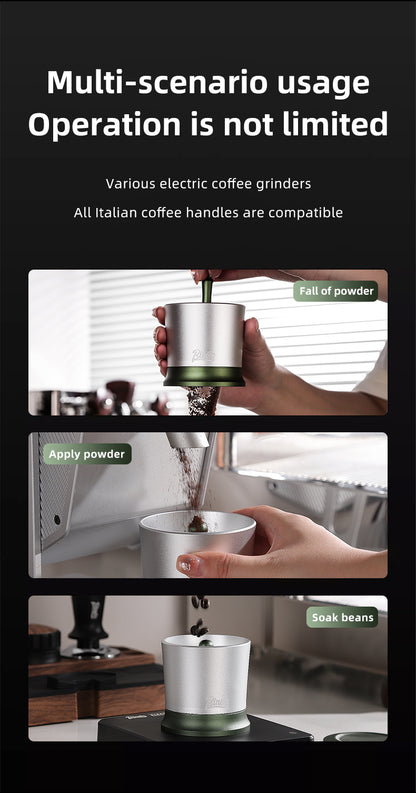 Bincoo Nano Coffee Dosing Cup - 58mm Magnetic Espresso Powder Receiver with Stirring Rod, Anti-Static Aluminum Alloy Grinder Funnel for Portafilter, 3 Colors Available
