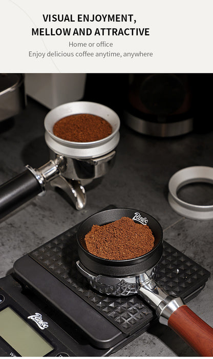Bincoo Hourglass Magnetic Coffee Dosing Ring - Anti-Splashing Espresso Powder Funnel, Universal Fit for 51/58mm Portafilters, Stainless Steel Construction
