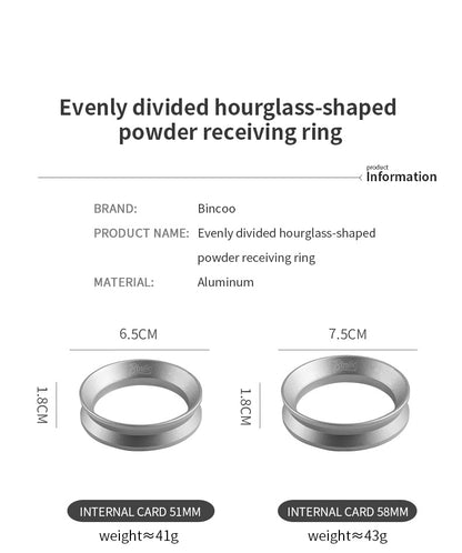 Bincoo Hourglass Magnetic Coffee Dosing Ring - Anti-Splashing Espresso Powder Funnel, Universal Fit for 51/58mm Portafilters, Stainless Steel Construction