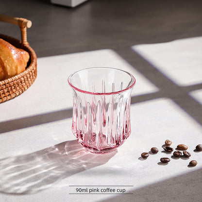 Hand-Painted Rainbow Vertical Relief Glass Tumbler | Bincoo Aesthetic Clear Textured Drinking Cup for Coffee, Whiskey & Cocktails