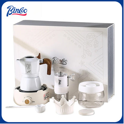 BINCOO Dual Valve Moka Pot Gift Set Small Coffee Maker Set Holiday Birthday Best Gift 2Cups