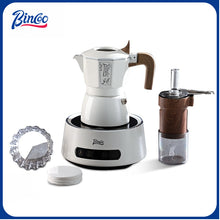 BINCOO Double-Valve Coffee Moka Pot with Electric Stove Set Home Coffee Brewing Set Italian Espresso Extraction Coffee Maker 2Cups