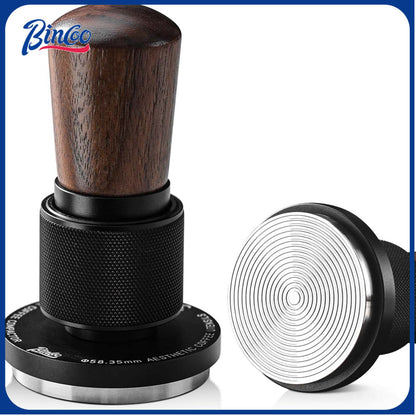 Bincoo GYKF1774 51mm Espresso Tamper,30lb Consistent Pressure Coffee Tamper with Stainless Steel Ripple Base,Barista Espresso Tamper Wood Handle for Home Coffee Espresso Accessories (Black, 51mm)