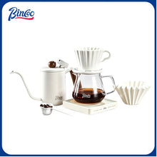 Bincoo Complete Pour Over Coffee Set, Yuguang Pleated Ceramic Dripper Hand Brew Kit with Gooseneck Kettle, Manual Coffee Grinder, Glass Coffee Server & Digital Coffee Scale, Aesthetic Home Barista Coffee Making Kit